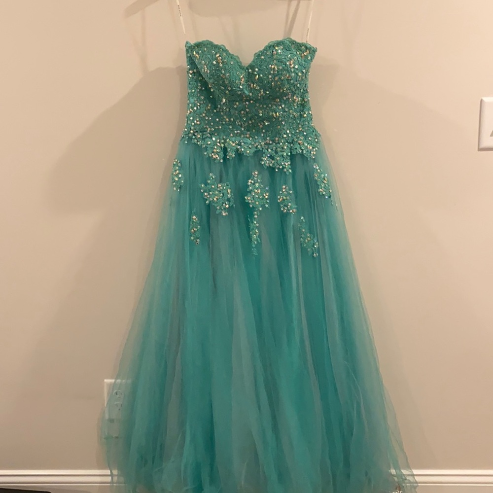 Poly USA by Neblin, Size S, Turquoise beaded gown